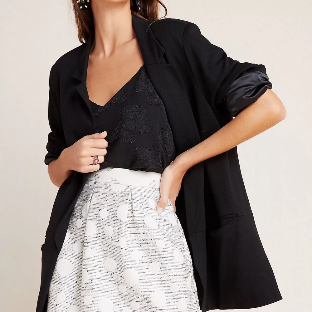 Anthropologie White and Gray Polka Dot A-Line Skirt